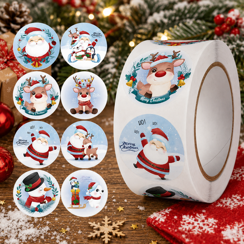 500-Piece Christmas Cartoon Stickers Roll