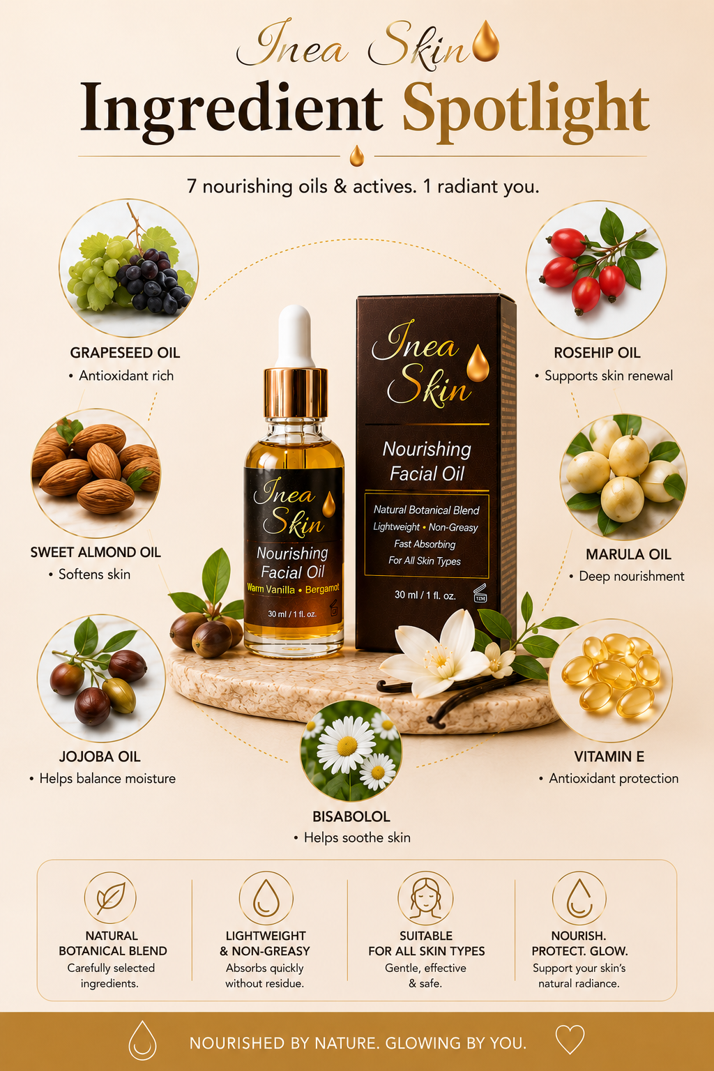 INEA Skin Age-Defying Nourishing Facial Oil - 30ml