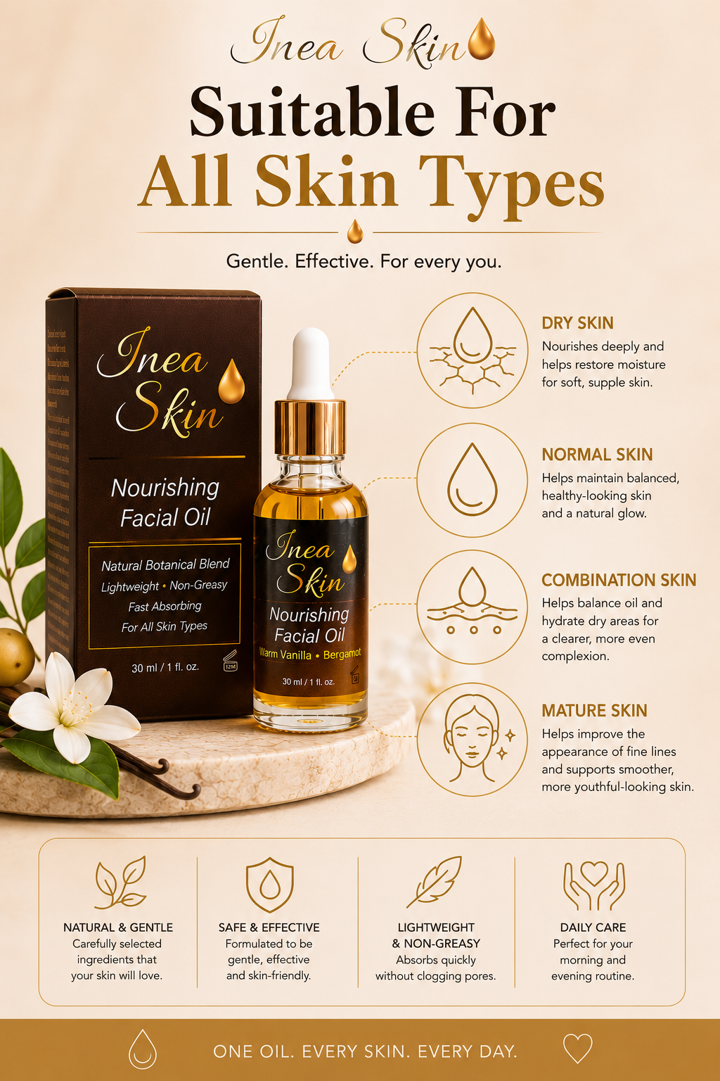 INEA Skin Age-Defying Nourishing Facial Oil - 30ml