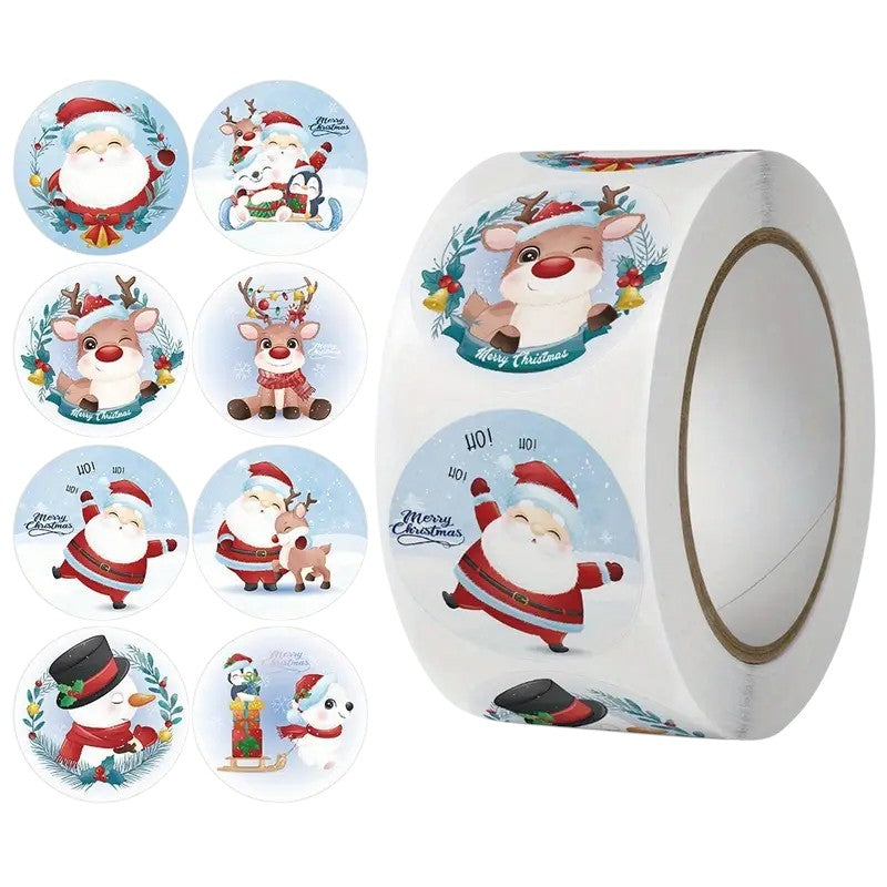 500-Piece Christmas Cartoon Stickers Roll